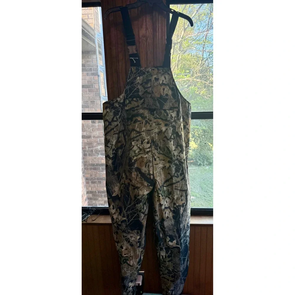 LaCrosse Mens XL Mossy Oak Break-Up Camo Waterproof Hunting Bibs Overalls PVC - Picture 1 of 8
